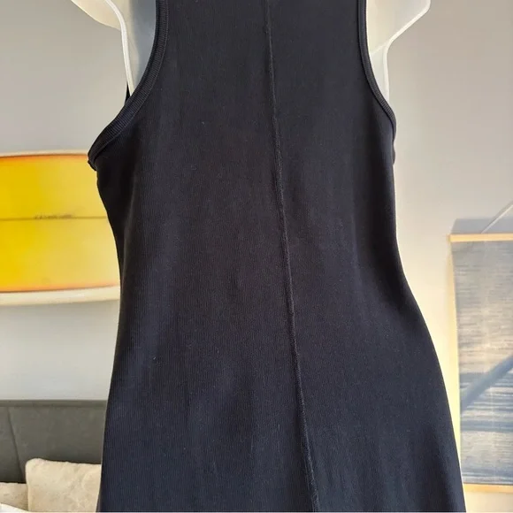 Hollister Ribbed High Neck Stretchy Knee-Length Tank Dress in Black, Large Long - Picture 5 of 11